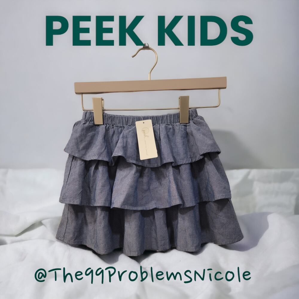 Peek Girls Chambray Tiered Ruffle Skirt